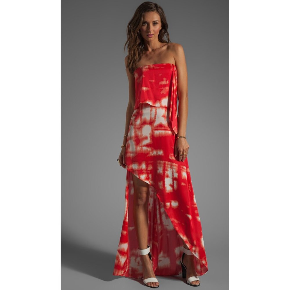 NWOT BCBG Maxazria Daniella Maxi Dress Strapless Size 12 Tie Dye Summer